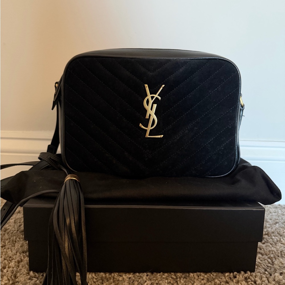 Yves Saint Laurent Black Suede Camera Bag